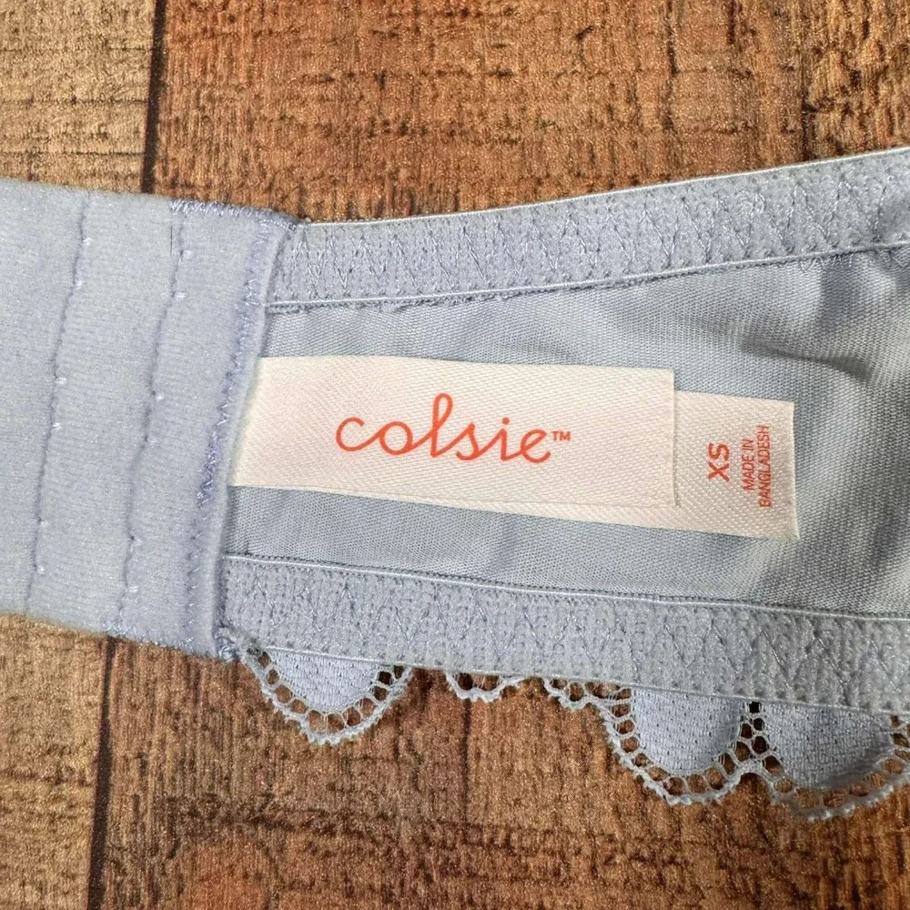 Colsie Light Blue Floral Lace High Neck Halter Bralette XS Feminine